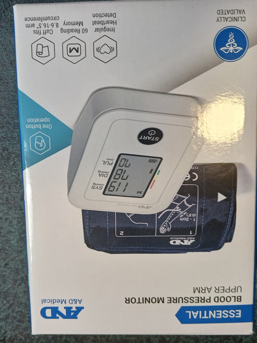 A&D Upper Arm Blood Pressure Monitor - White